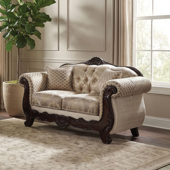 Paolini Light Brown/Dark Cherry 2-Piece Living Room Set by Furniture of America at Eve Furniture