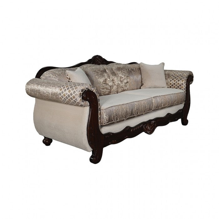 Paolini Light Brown/Dark Cherry 2-Piece Living Room Set by Furniture of America at Eve Furniture