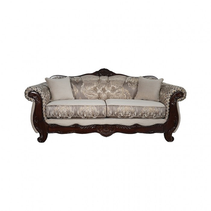 Paolini Light Brown/Dark Cherry 2-Piece Living Room Set by Furniture of America at Eve Furniture