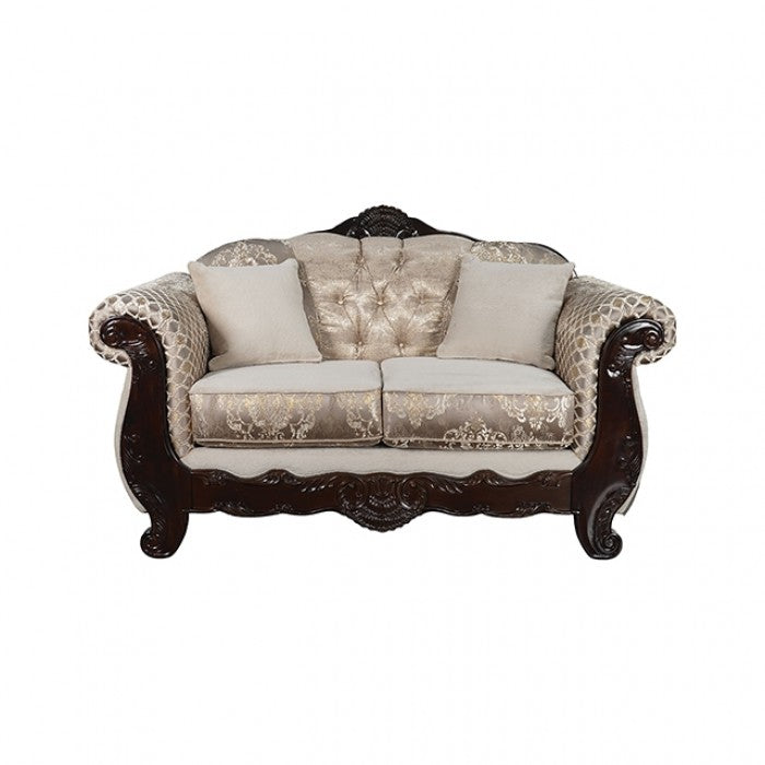 Paolini Light Brown/Dark Cherry 2-Piece Living Room Set by Furniture of America at Eve Furniture
