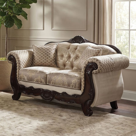 Paolini Light Brown/Dark Cherry Loveseat by Furniture of America at Eve Furniture