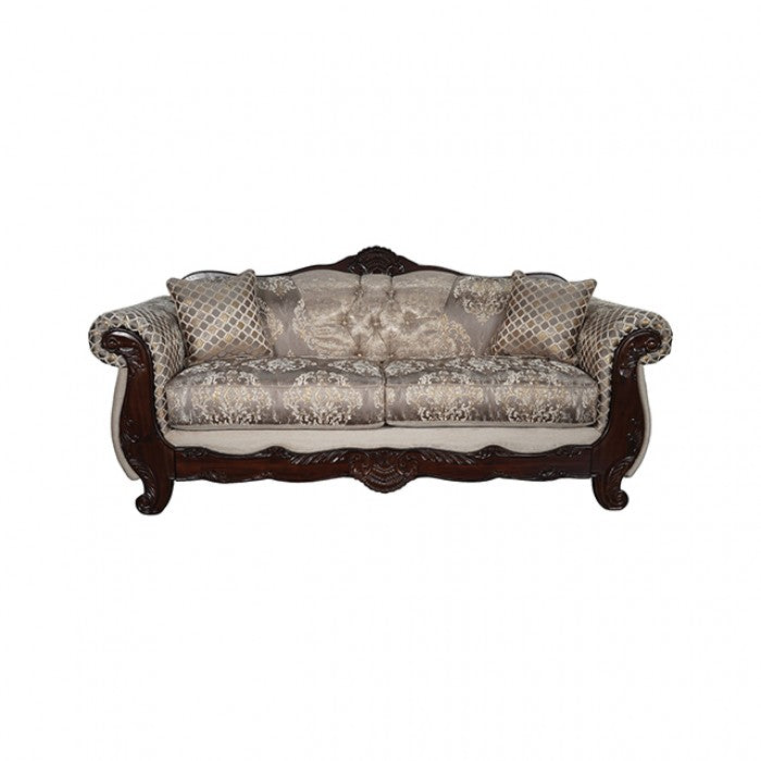 Paolini Light Brown/Dark Cherry Sofa by Furniture of America at Eve Furniture