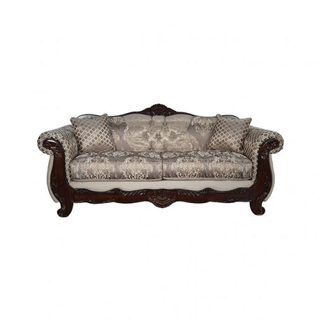 Paolini Light Brown/Dark Cherry Sofa by Furniture of America at Eve Furniture