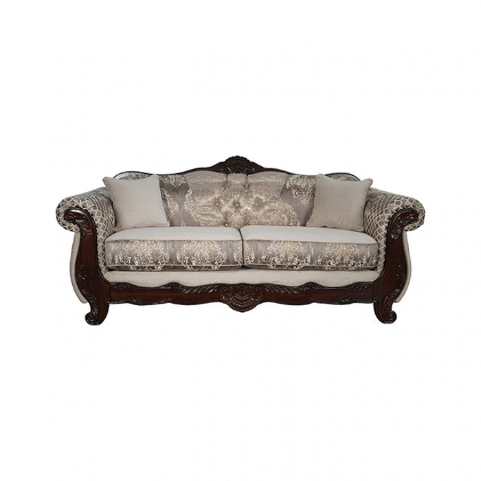 Paolini Light Brown/Dark Cherry Sofa by Furniture of America at Eve Furniture