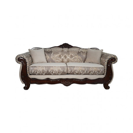 Paolini Light Brown/Dark Cherry Sofa by Furniture of America at Eve Furniture