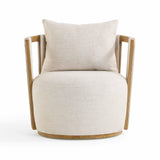 Paolo Cream Textured Weave Swivel Chair by TOV Furniture at Eve Furniture