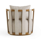 Paolo Cream Textured Weave Swivel Chair by TOV Furniture at Eve Furniture