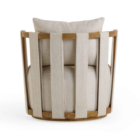 Paolo Cream Textured Weave Swivel Chair by TOV Furniture at Eve Furniture
