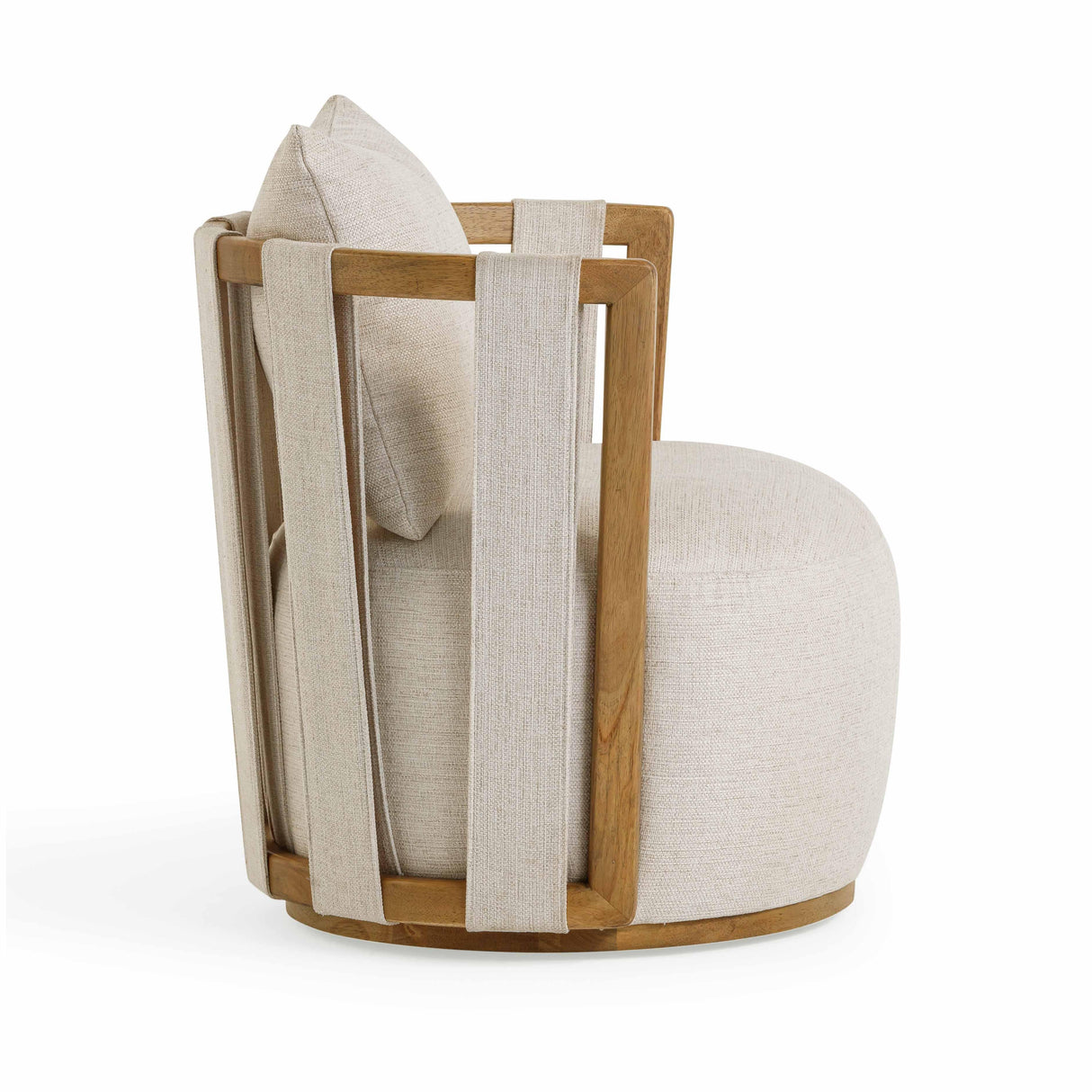 Paolo Cream Textured Weave Swivel Chair by TOV Furniture at Eve Furniture