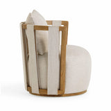 Paolo Cream Textured Weave Swivel Chair by TOV Furniture at Eve Furniture