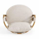 Paolo Cream Textured Weave Swivel Chair by TOV Furniture at Eve Furniture