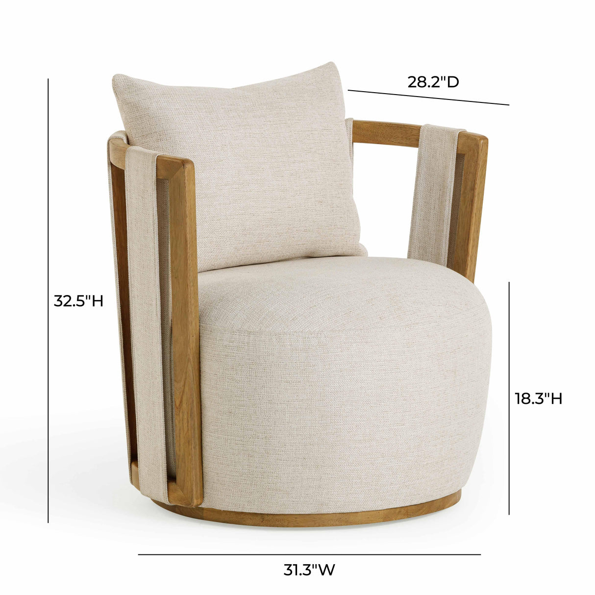 Paolo Cream Textured Weave Swivel Chair by TOV Furniture at Eve Furniture