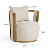 Paolo Cream Textured Weave Swivel Chair by TOV Furniture at Eve Furniture
