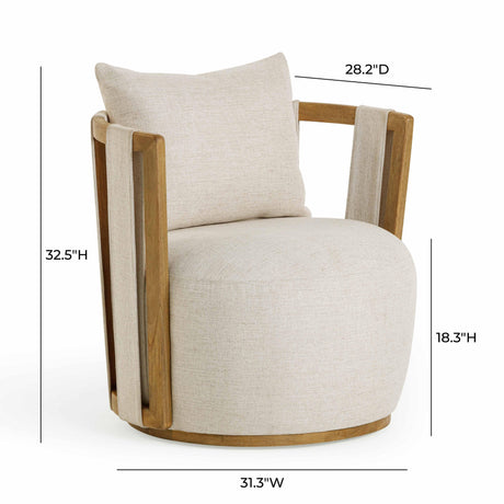 Paolo Cream Textured Weave Swivel Chair by TOV Furniture at Eve Furniture