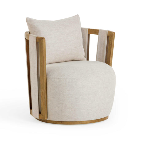 Paolo Cream Textured Weave Swivel Chair by TOV Furniture at Eve Furniture
