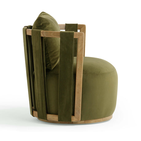 Paolo Green Upcycled Distressed Velvet Swivel Chair by TOV Furniture at Eve Furniture
