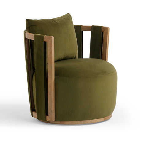 Paolo Green Upcycled Distressed Velvet Swivel Chair by TOV Furniture at Eve Furniture
