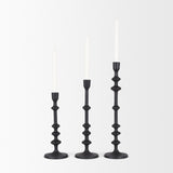 Paolo Matte Black Metal Candle Holder (Set of 3) by Mercana at Eve Furniture