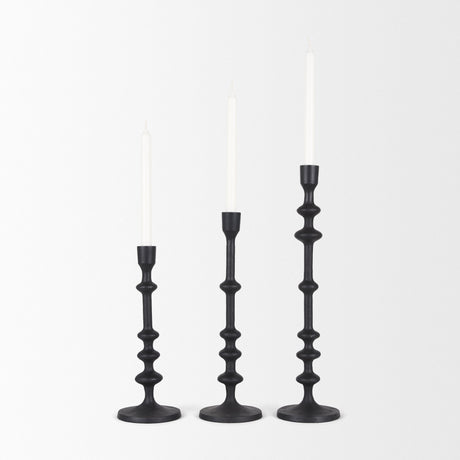 Paolo Matte Black Metal Candle Holder (Set of 3) by Mercana at Eve Furniture