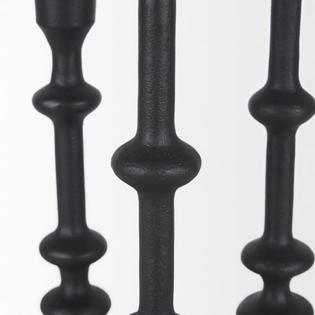 Paolo Matte Black Metal Candle Holder (Set of 3) by Mercana at Eve Furniture