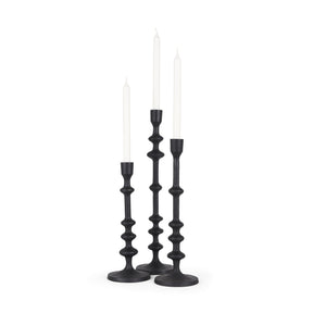 Paolo Matte Black Metal Candle Holder (Set of 3) by Mercana at Eve Furniture