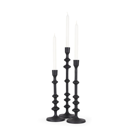 Paolo Matte Black Metal Candle Holder (Set of 3) by Mercana at Eve Furniture