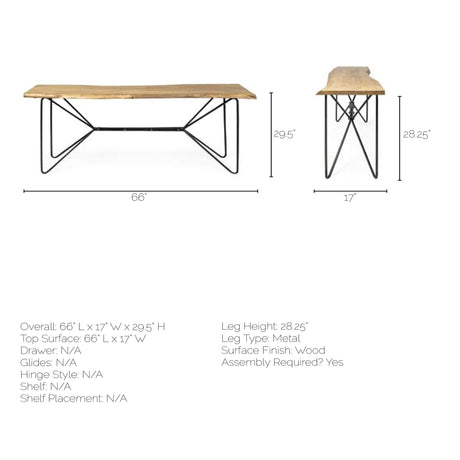Papillion I Blonde Wood and Iron Console Table by Mercana at Eve Furniture