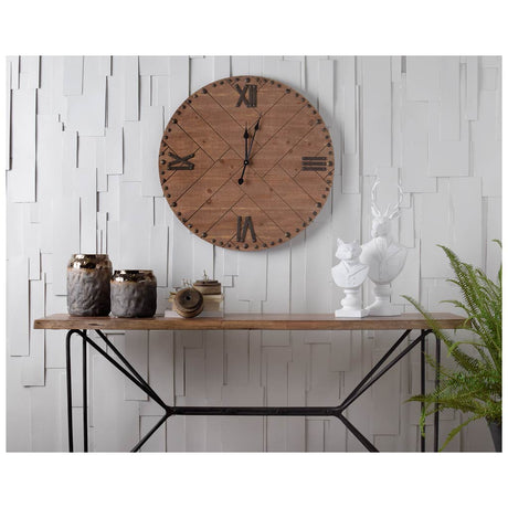 Papillion I Natural Solid Wood and Iron Console Table by Mercana at Eve Furniture