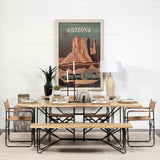 Papillion II Rectangular Blonde Live Edge Sold Wood Top Black Metal Base Dining Table by Mercana at Eve Furniture