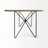 Papillion II Rectangular Blonde Live Edge Sold Wood Top Black Metal Base Dining Table by Mercana at Eve Furniture
