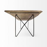 Papillion II Rectangular Blonde Live Edge Sold Wood Top Black Metal Base Dining Table by Mercana at Eve Furniture