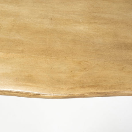 Papillion II Rectangular Blonde Live Edge Sold Wood Top Black Metal Base Dining Table by Mercana at Eve Furniture