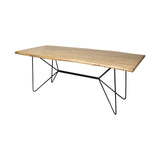 Papillion II Rectangular Blonde Live Edge Sold Wood Top Black Metal Base Dining Table by Mercana at Eve Furniture
