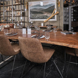 Papillion II Rectangular Natural Wood Top W/Black Iron Base Dining Table by Mercana at Eve Furniture