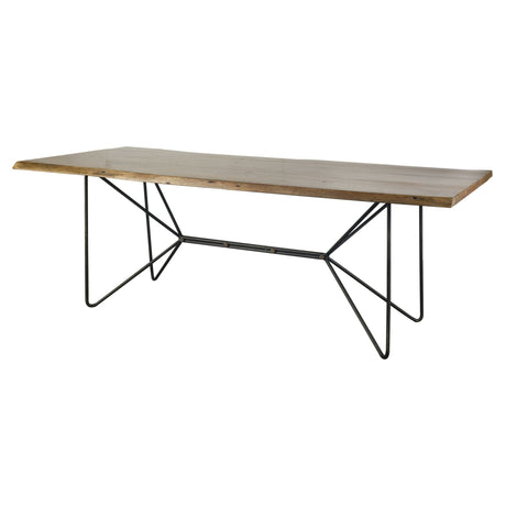 Papillion II Rectangular Natural Wood Top W/Black Iron Base Dining Table by Mercana at Eve Furniture