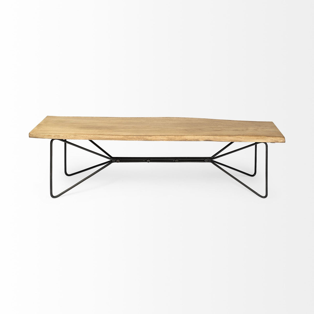 Papillion III Blonde Wood And Iron Dining Bench by Mercana at Eve Furniture