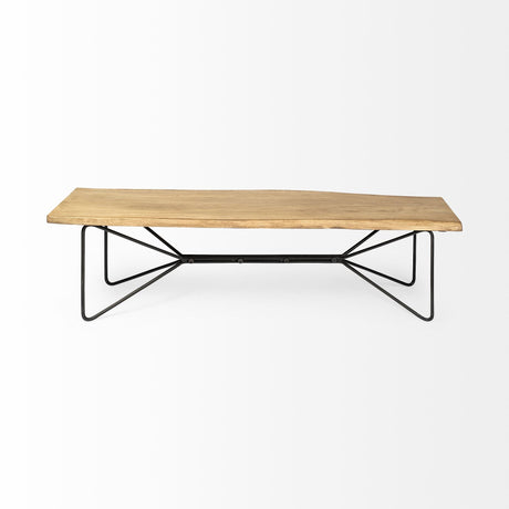 Papillion III Blonde Wood And Iron Dining Bench by Mercana at Eve Furniture