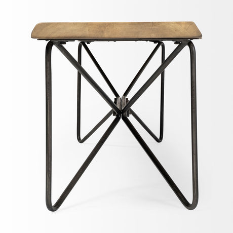 Papillion III Blonde Wood And Iron Dining Bench by Mercana at Eve Furniture