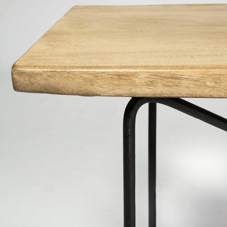 Papillion III Blonde Wood And Iron Dining Bench by Mercana at Eve Furniture