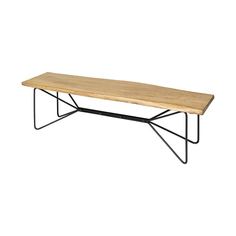 Papillion III Blonde Wood And Iron Dining Bench by Mercana at Eve Furniture