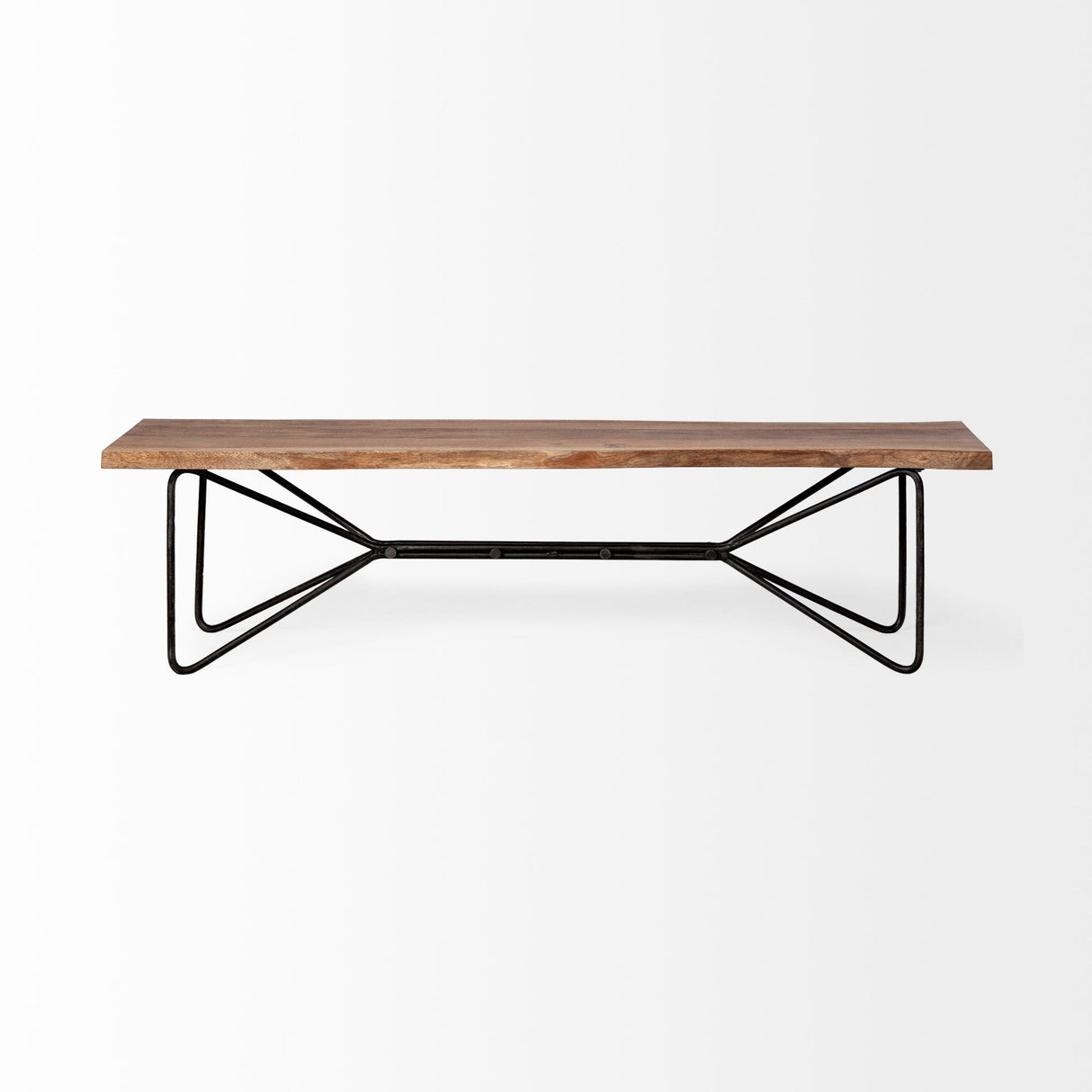 Papillion III Natural Solid Wood and Iron Dining Bench by Mercana at Eve Furniture