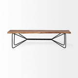 Papillion III Natural Solid Wood and Iron Dining Bench by Mercana at Eve Furniture
