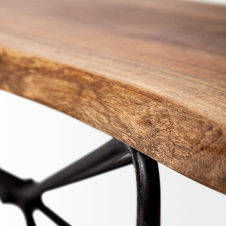 Papillion III Natural Solid Wood and Iron Dining Bench by Mercana at Eve Furniture