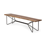 Papillion III Natural Solid Wood and Iron Dining Bench by Mercana at Eve Furniture