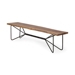 Papillion III Natural Solid Wood and Iron Dining Bench by Mercana at Eve Furniture