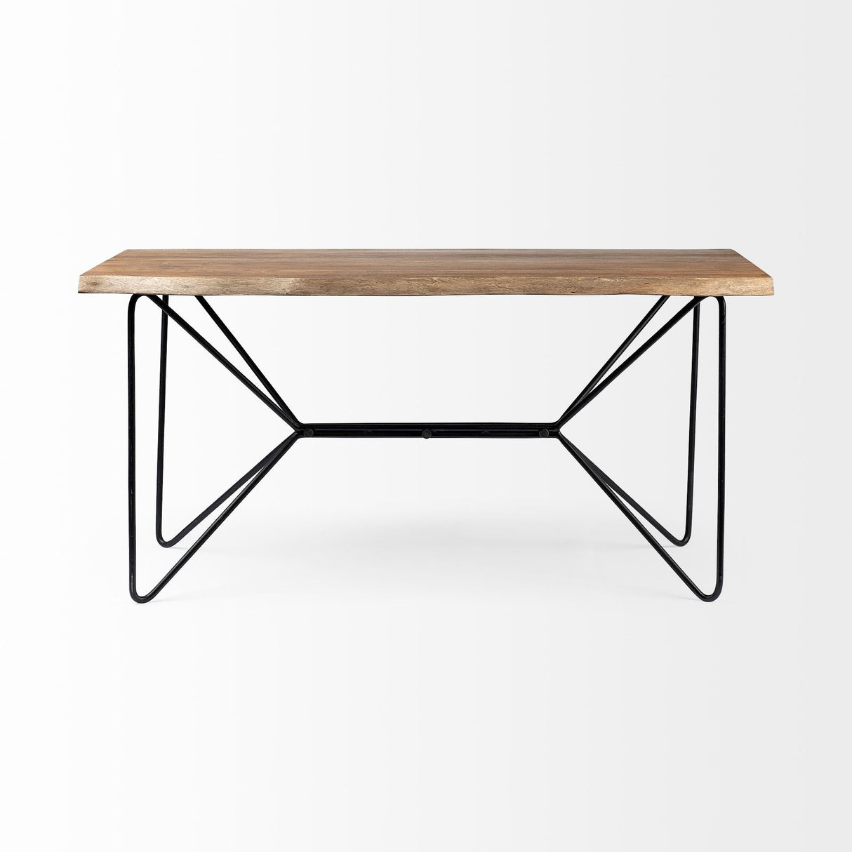 Papillion IV Natural Solid Wood and Live Edge Iron Office Desk by Mercana at Eve Furniture