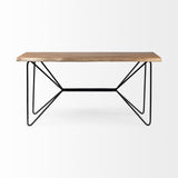 Papillion IV Natural Solid Wood and Live Edge Iron Office Desk by Mercana at Eve Furniture