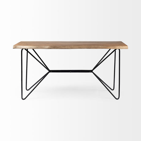 Papillion IV Natural Solid Wood and Live Edge Iron Office Desk by Mercana at Eve Furniture