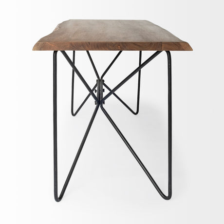 Papillion IV Natural Solid Wood and Live Edge Iron Office Desk by Mercana at Eve Furniture