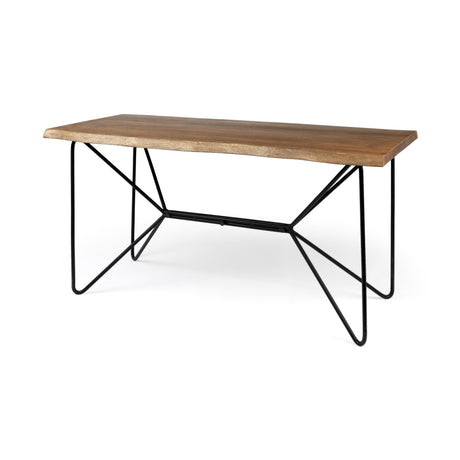 Papillion IV Natural Solid Wood and Live Edge Iron Office Desk by Mercana at Eve Furniture